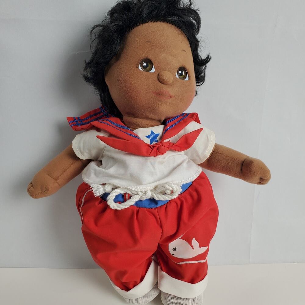 My Child Baby Doll African American Black Hair Red Sailor Suit Vintage